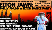 Thumbnail image for the event A Phish After-Party Elton Jawn: Philly Phunk x Elton Dance Party Ft. Neal “Fro” Evans (Dopapod),  Jeremy Kaplan (Dogs in a Pile),  Felix Pastorius, and The Knotty G's supplied by the hosting site