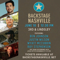 Thumbnail image for the event BACKSTAGE NASHVILLE! DAYTIME HIT SONGWRITERS SHOW feat.  Jim Beavers ,  Justin Wilson ,  Wyatt McCubbin &  Ray Stephenson with  Jessie Ritter supplied by the hosting site