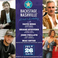 Thumbnail image for the event BACKSTAGE NASHVILLE! DAYTIME HIT SONGWRITERS SHOW featuring Dave Berg ,  Shane Stevens ,  Josh Phillips &  Mae Estes supplied by the hosting site