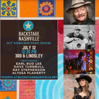 Thumbnail image for the event BACKSTAGE NASHVILLE! DAYTIME HIT SONGWRITERS SHOW featuring Earl Bud Lee ,  Dave Turnbull ,  Ray Stephenson &  Alyssa Flaherty +  Gloria Anderson supplied by the hosting site