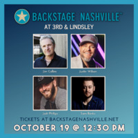 Thumbnail image for the event SOLD OUT :  BACKSTAGE NASHVILLE! DAYTIME HIT SONGWRITERS SHOW featuring Jim Collins ,  Justin Wilson ,  Josh Phillips and  Sam Banks +  Gloria Anderson supplied by the hosting site