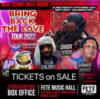 Thumbnail image for the event Chuck Fenda Bring Back the Love Tour 2022, w/ Ginjah, Spanner Banner supplied by the hosting site