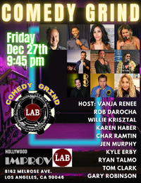 Thumbnail image for the event Comedy Grind ft. Rob DaRocha, Vanja Renee, Willie Krisztal, Karen Haber, Doug Bass, Jen Murphy, Kyle Erby, Ryan Talmo, Tom Clark, and Gary Robinson! & more TBA! supplied by the hosting site
