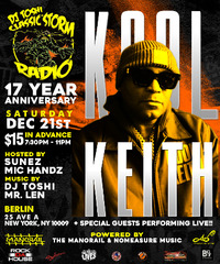 Thumbnail image for the event DJ Toshi Classic Storm Radio 17th Anniversary Featuring Kool Keith supplied by the hosting site