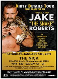 Thumbnail image for the event Jake "The Snake" Roberts - Dirty Details Tour supplied by the hosting site