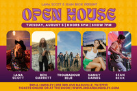 Thumbnail image for the event OPEN HOUSE featuring Lana Scott, Sean Beck, Troubadour Blue, Ben Garrett & Nancy Daines supplied by the hosting site