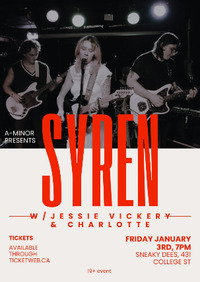 Thumbnail image for the event Syren w/ Jessie Vickery & Charlotte supplied by the hosting site