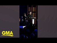 Thumbnail for the Luke Grimes - Brings wife and newborn son out on Grand Ole Opry stage link, provided by host site