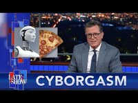Thumbnail for the Stephen Colbert - Cyborgasm: Robots Make Pizza, MLB To Speed Up Games With Robot Umpires link, provided by host site