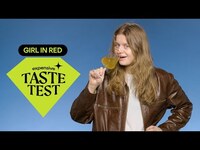 Thumbnail for the girl in red - Compares $$$ vs. $ Sunglasses and Deems Them Tacky | Expensive Taste Test | Cosmopolitan link, provided by host site
