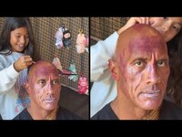 Thumbnail for the Dwayne Johnson - COVERED in Glitter as Daughters Do His Makeup link, provided by host site