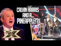 Thumbnail for the Calvin Harris - Crashes Jedward performance with PINEAPPLE! | Live Show 6 | Series 6 | The X Factor UK link, provided by host site