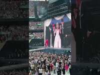 Thumbnail for the Taylor Swift - Shocks Fans by Bringing Travis Kelce Onstage at 3rd Wembley Show link, provided by host site