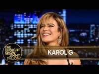 Thumbnail for the Karol G - Teaches Jimmy How to Dance to Tropicoqueta; Pretended to Be Her Own Manager to Get Booked link, provided by host site