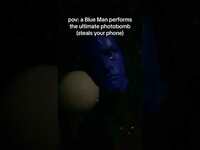 Thumbnail for the Blue Man Group - WARNING⚠️ No Blue Men or iPhones were harmed in the making of this video #flashwarning #bluemangroup link, provided by host site