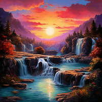 Thumbnail for the Joshua Tree - Waterfall Serenity Relaxation: Cascading Night's Melody link, provided by host site